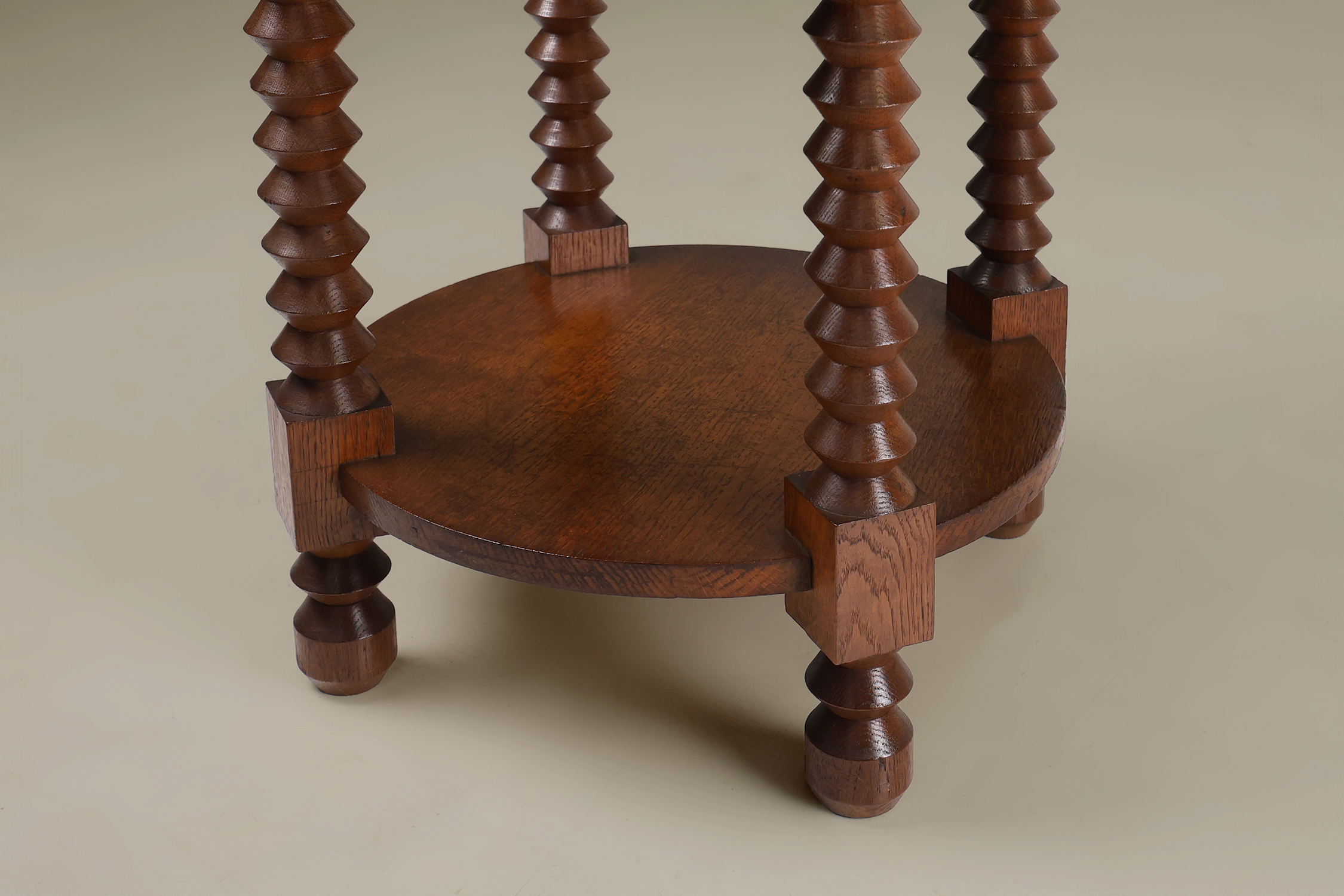 A rare 1930s French Art Deco side table in oak with marble topthumbnail